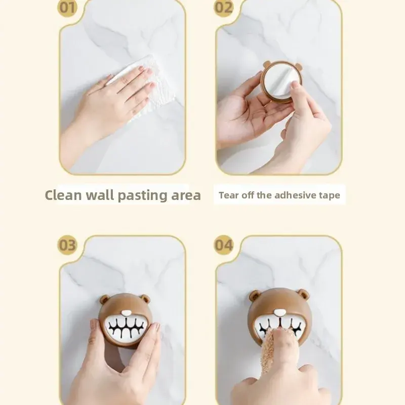 New No Drill Bear-shaped Towel & Rag Holder - No Trace Hand Towel Storage Rack for Kitchen/Bathroom