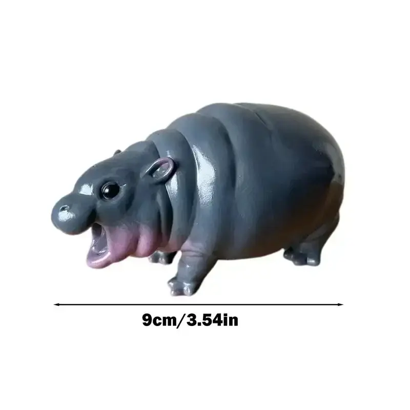 New Cute Hippo Resin Figurines | Moo Deng Baby Hippopotamu Sculpture Desk Decoration | Portable Moo Deng Hippo Tabletop Statue
