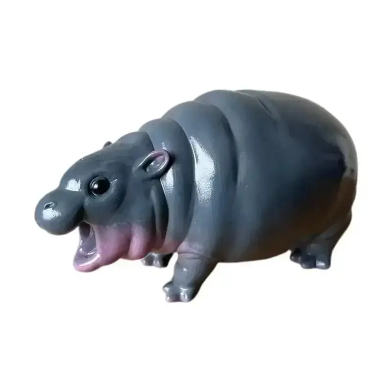 New Cute Hippo Resin Figurines | Moo Deng Baby Hippopotamu Sculpture Desk Decoration | Portable Moo Deng Hippo Tabletop Statue