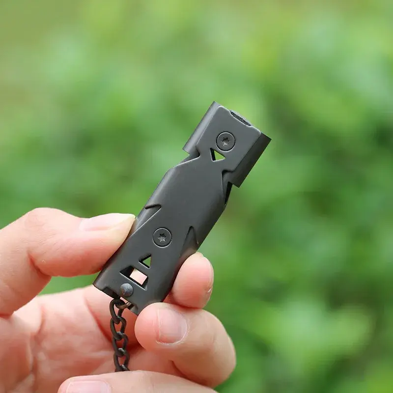 Camp Survival Whistle Double Tube Explosive Stainless Steel High-frequency Earthquake Rescue Whistle High Score Shell Whistle