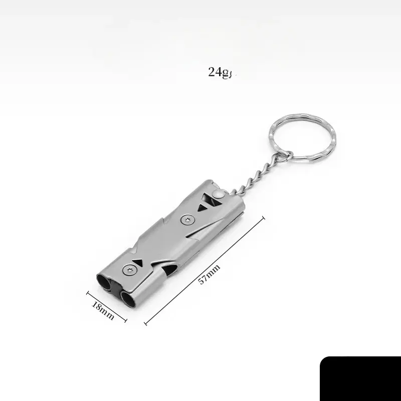 Camp Survival Whistle Double Tube Explosive Stainless Steel High-frequency Earthquake Rescue Whistle High Score Shell Whistle
