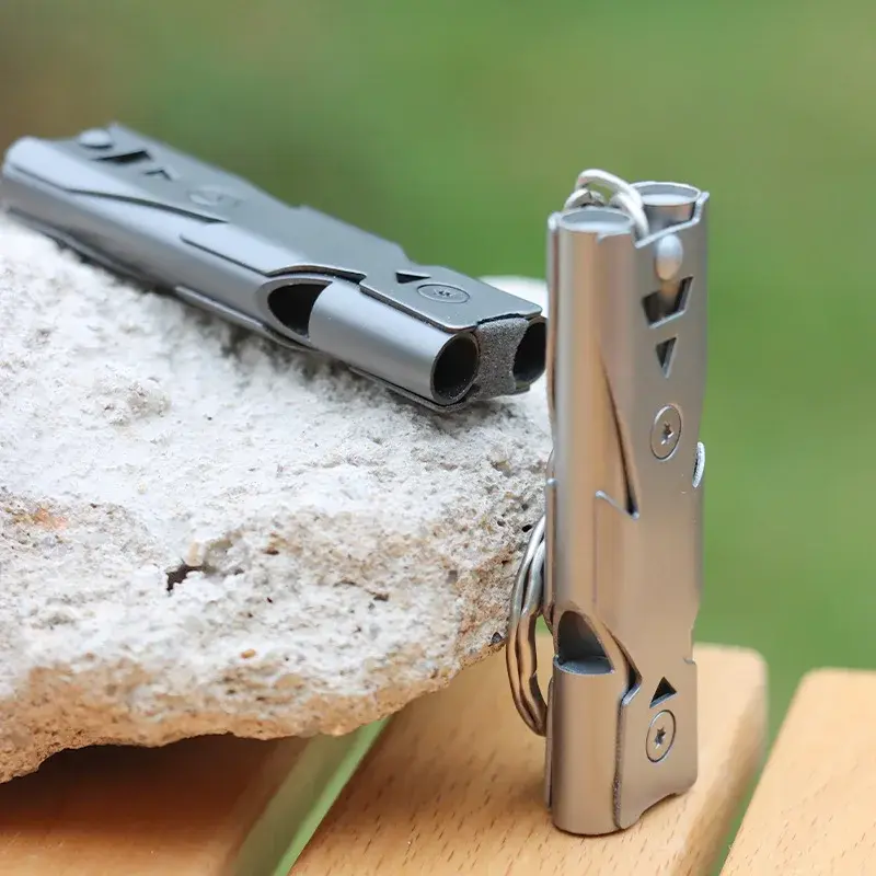 Camp Survival Whistle Double Tube Explosive Stainless Steel High-frequency Earthquake Rescue Whistle High Score Shell Whistle