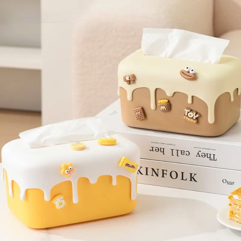 New Creative Cream Cute  Tissue Holder Portable Tissue Box Living Room Desktop Storage Paper Box Dopamine