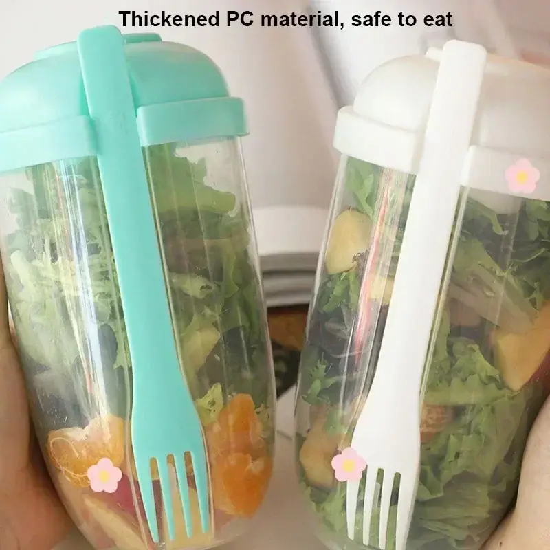 New Portable Sealable Breakfast Salad Cup with Built - in Fork -Yogurt, Cereal & Nut - Multifunctional Meal Prep Kitchen Tools