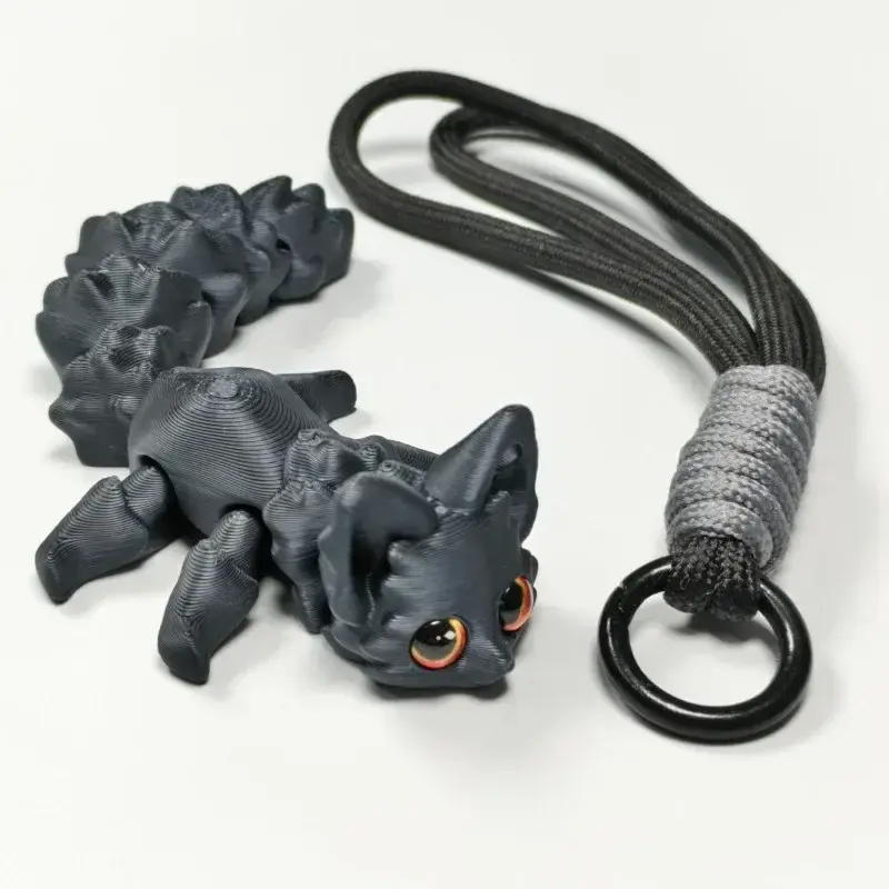 Home Decoration 3D Printed Cute Fox Ornament Model with Multiple Joints Movable Beautiful Eyes Hanging Rope Accessories