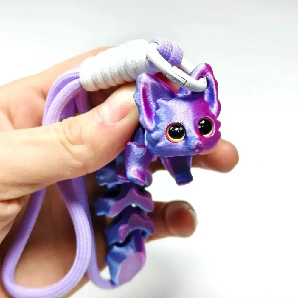 Home Decoration 3D Printed Cute Fox Ornament Model with Multiple Joints Movable Beautiful Eyes Hanging Rope Accessories