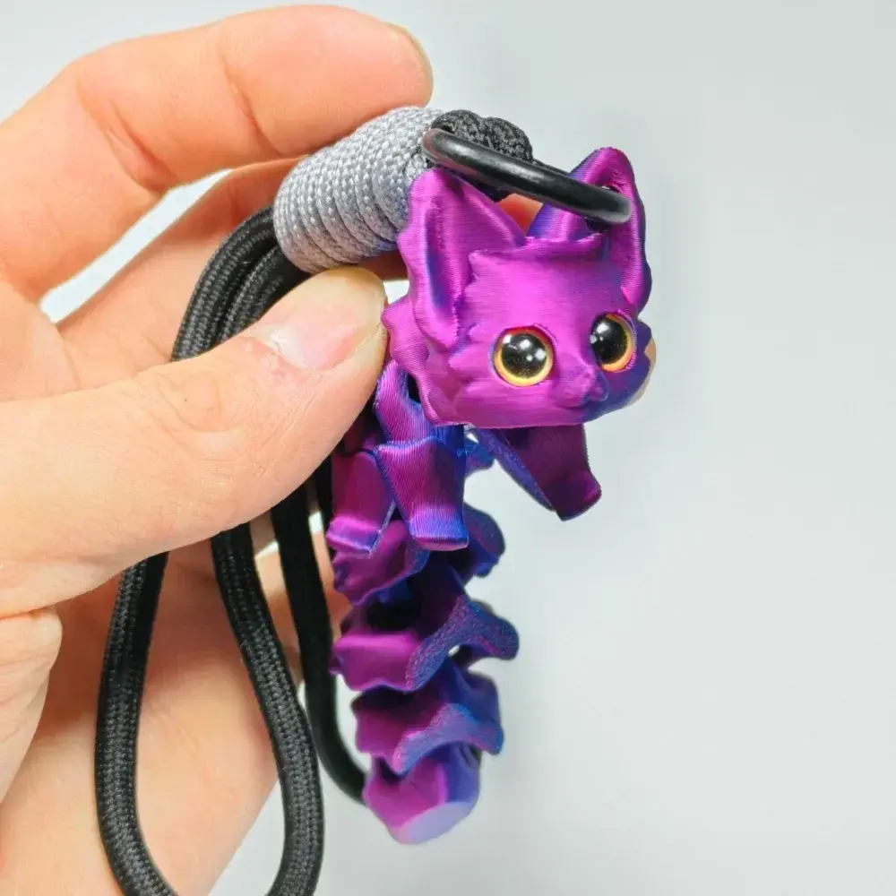 Home Decoration 3D Printed Cute Fox Ornament Model with Multiple Joints Movable Beautiful Eyes Hanging Rope Accessories