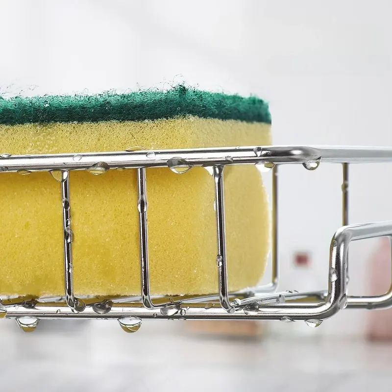 Shower Bracket Faucet Storage Rack Stainless Steel Kitchen Sink  Household Sponge Cloth Dishwashing and Draining Rack Hanging