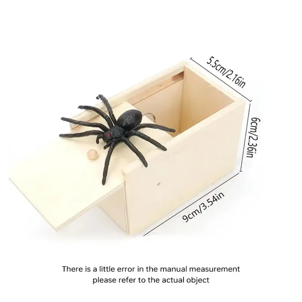 NEW Quality Friend Miniatures Prank Wooden Scare Box Trick Spider Funny Crafts Scare Box Wooden Hidden Box Fun Game Prank Trick