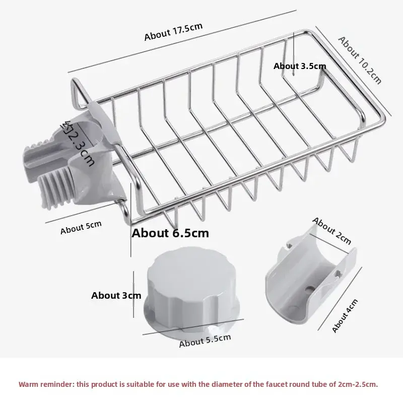 Shower Bracket Faucet Storage Rack Stainless Steel Kitchen Sink  Household Sponge Cloth Dishwashing and Draining Rack Hanging
