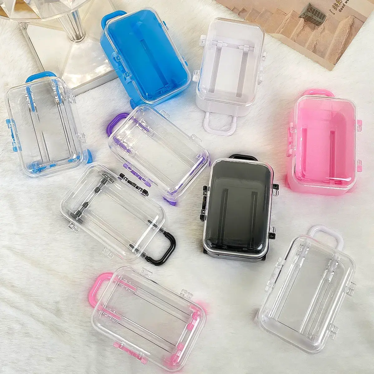 New Transparent Mini Suitcase Ultra Small Storage Box Minimalist Jewelry Desktop Organizer A Home Decoration Gift for Girlfriend