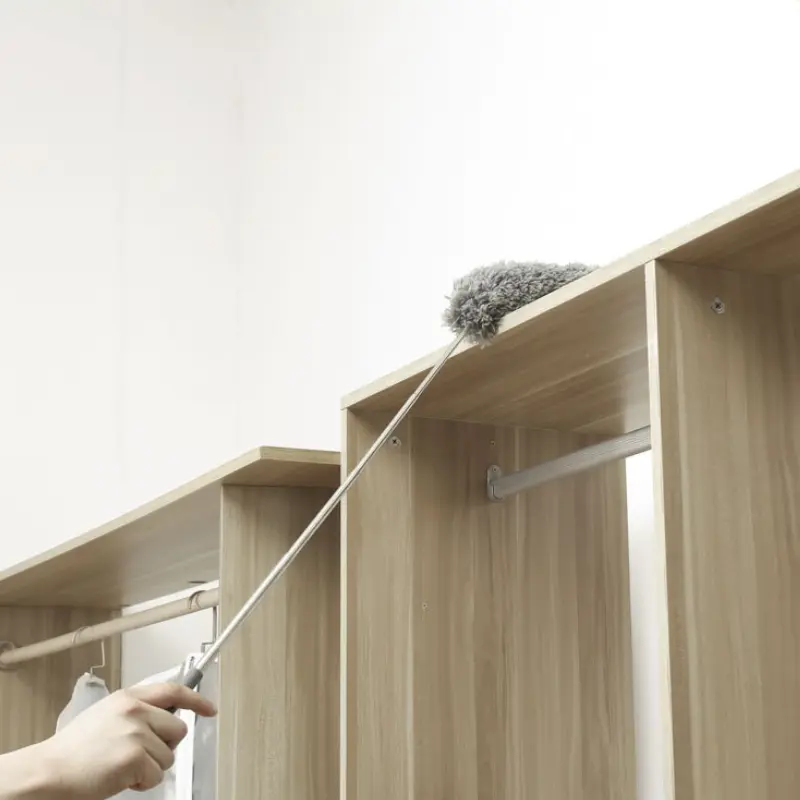 New Electrostatic Dust Duster Telescopic Flexible Stainless Steel Household Feather Duster Cleaning Tool Microfiber Dust Brush