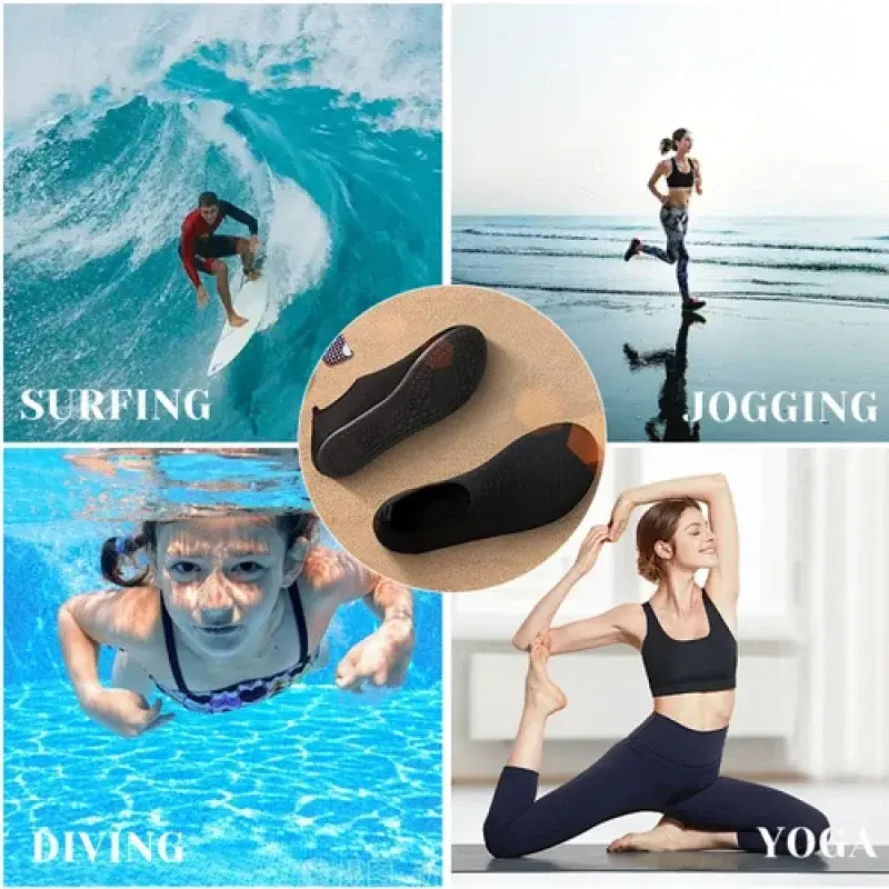 Black Beach Water Shoes Unisex Beach Quick-Drying Breathable Swimming Slippers Summer Anti-slip Casual Sports Water Sneakers