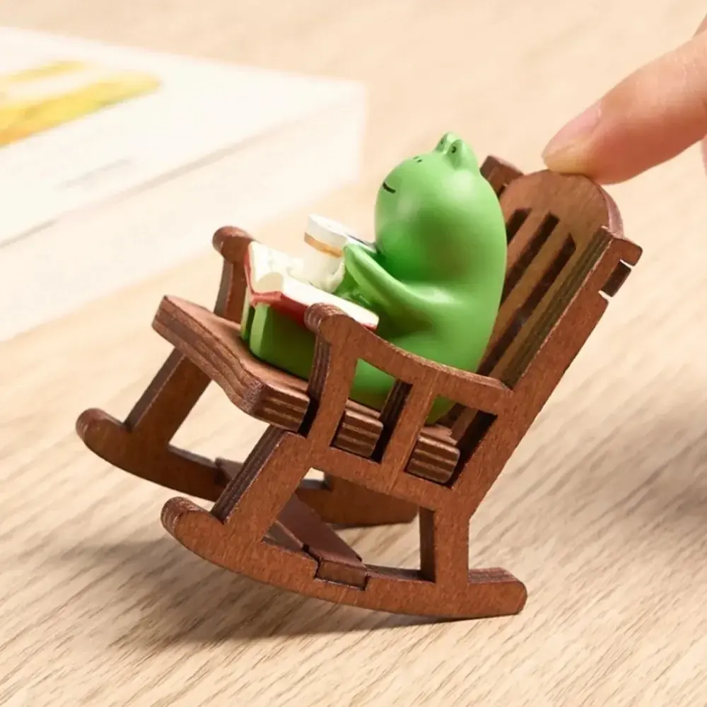 New Frog Rocking Chair Cute Handmade Ornament Home Desktop Cute Granule Car DIY Trendy Play Resin Small Pendulum Arts and Crafts