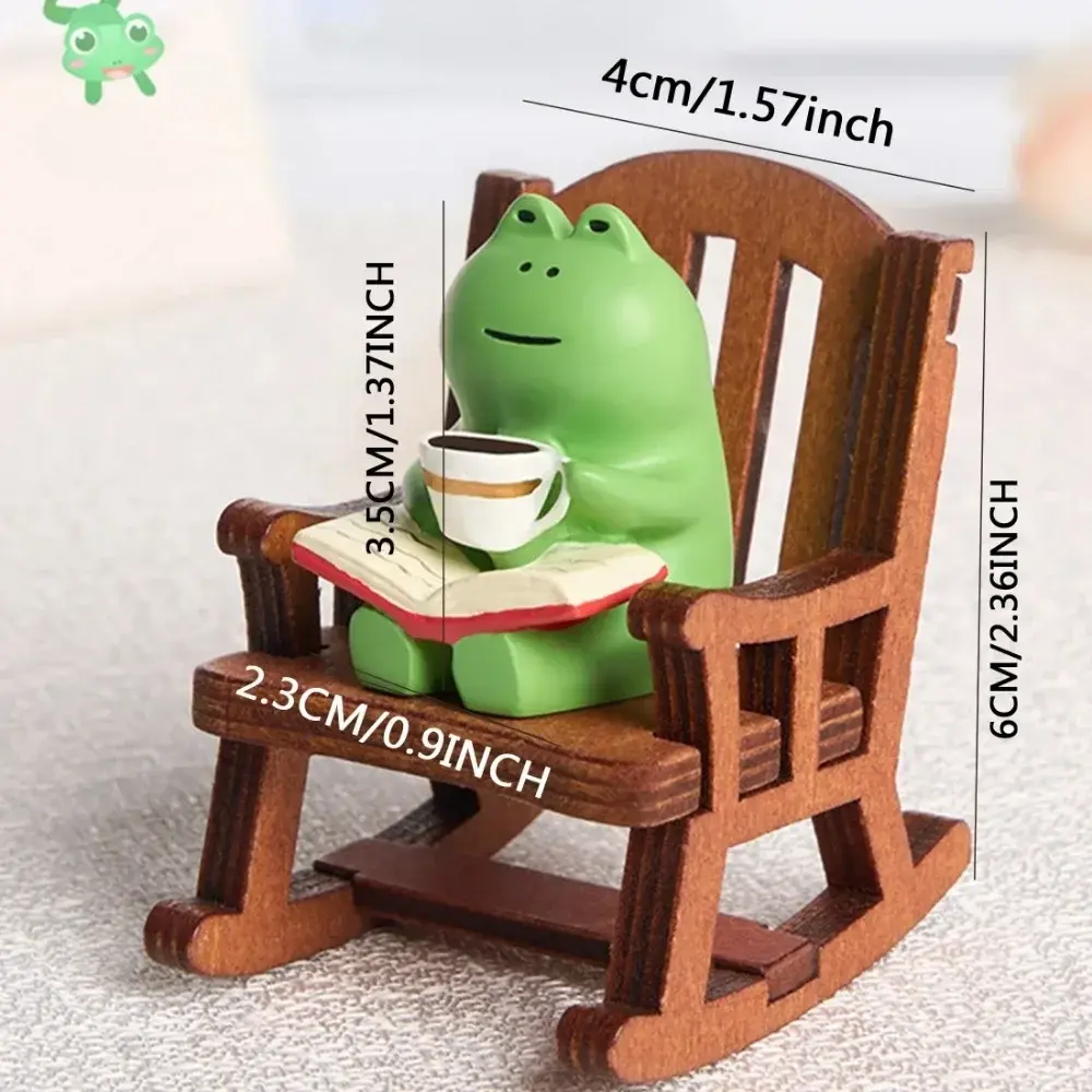 New Frog Rocking Chair Cute Handmade Ornament Home Desktop Cute Granule Car DIY Trendy Play Resin Small Pendulum Arts and Crafts