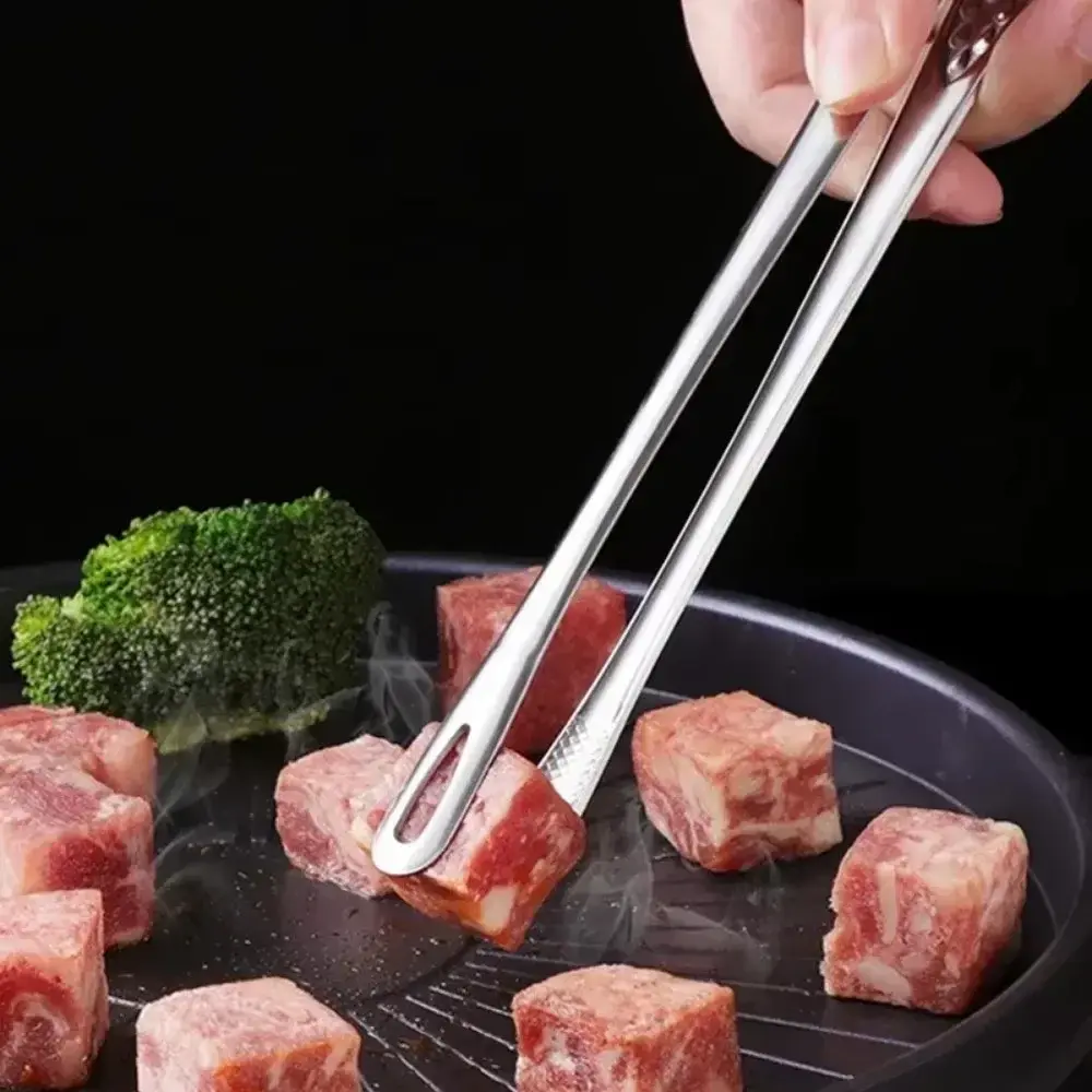 Outdoor Tool Stainless Steel BBQ Grill Tongs Heat Resistant Cooking Kitchen Utensil for Grilling Serving Meat Seafood Vegetables