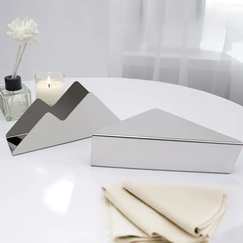 2025 New Mirror Stainless Steel Tissue Holder Creative Double Peak Hotel Napkin Holder