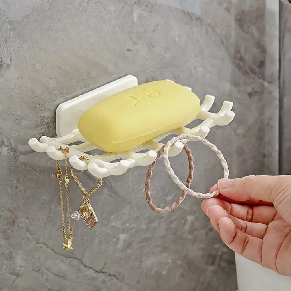 Delicate Non Perforated Soap Box Wall Mounted Drain Storage Rack for Household Small Item Storage in Bathroom Corners