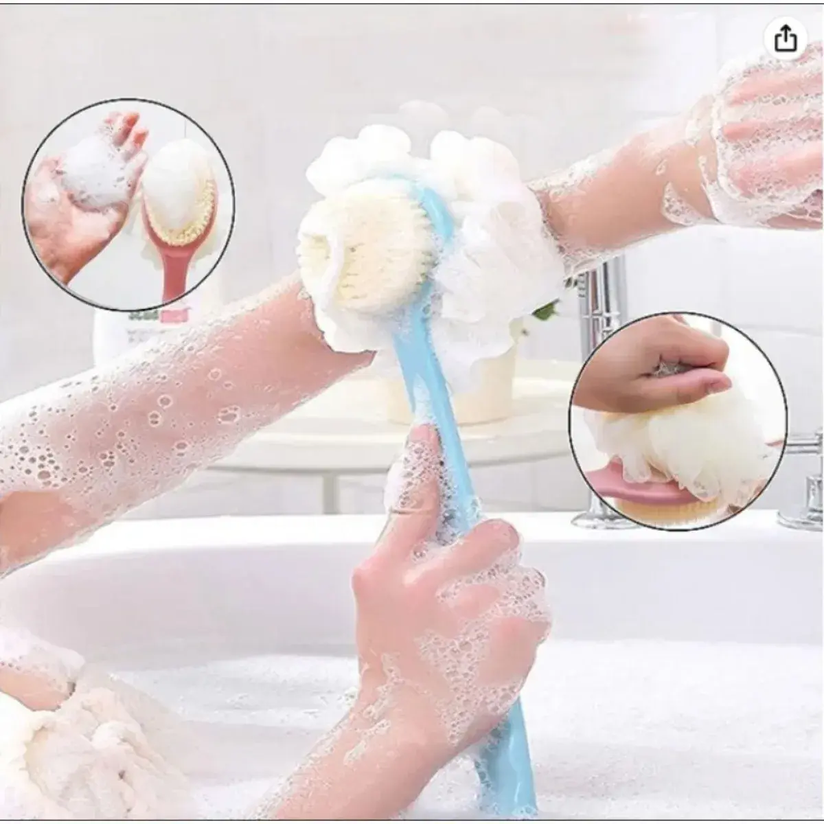 Soft Body Scrubber Shower Exfoliating Scrubs Long Handle Bath Brush Exfoliator Skin Massager Cleaning Brush Accessories