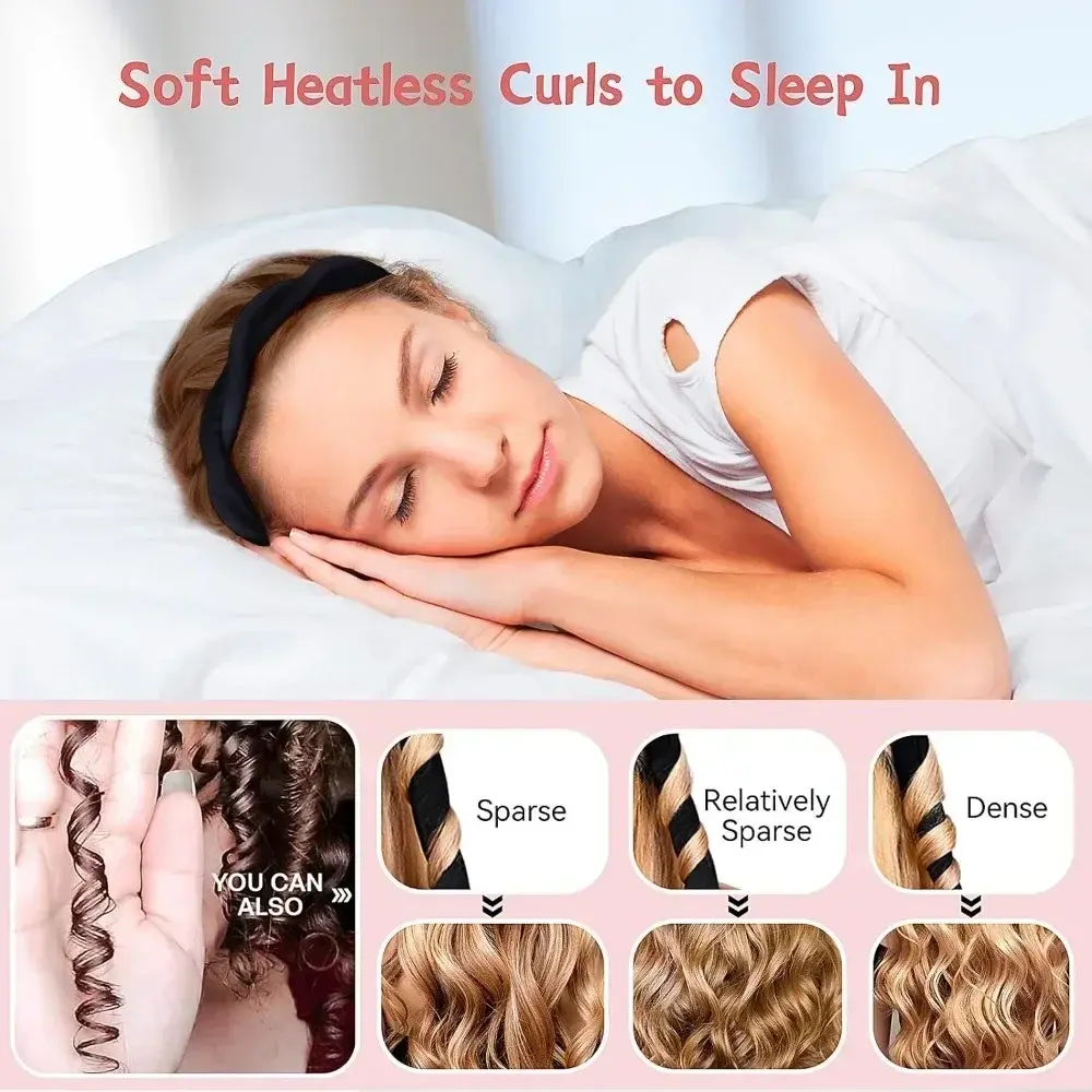 Hair Styling Tools Heatless Curling Rod Headband Soft Hair Curlers No Heat Hair Rollers Lazy Silk Curls Sleeping Headband Ties