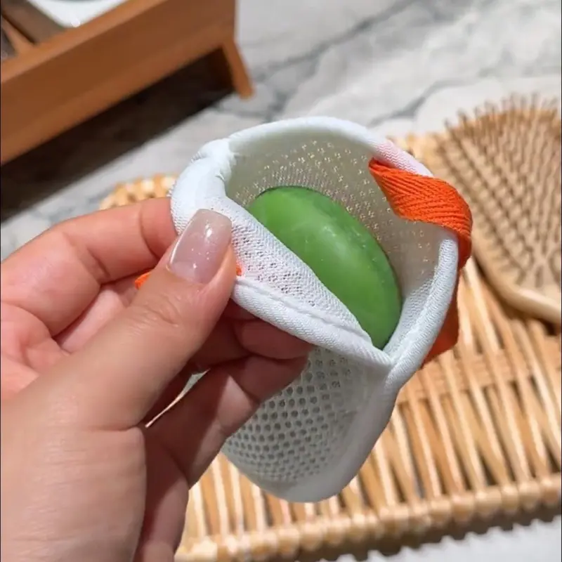 Soap Mesh Pouch with Lanyard Fast Foaming Shower & Travel Holder Net Bath Flower Scrubbing Net Pocket Super Soft for Home Use