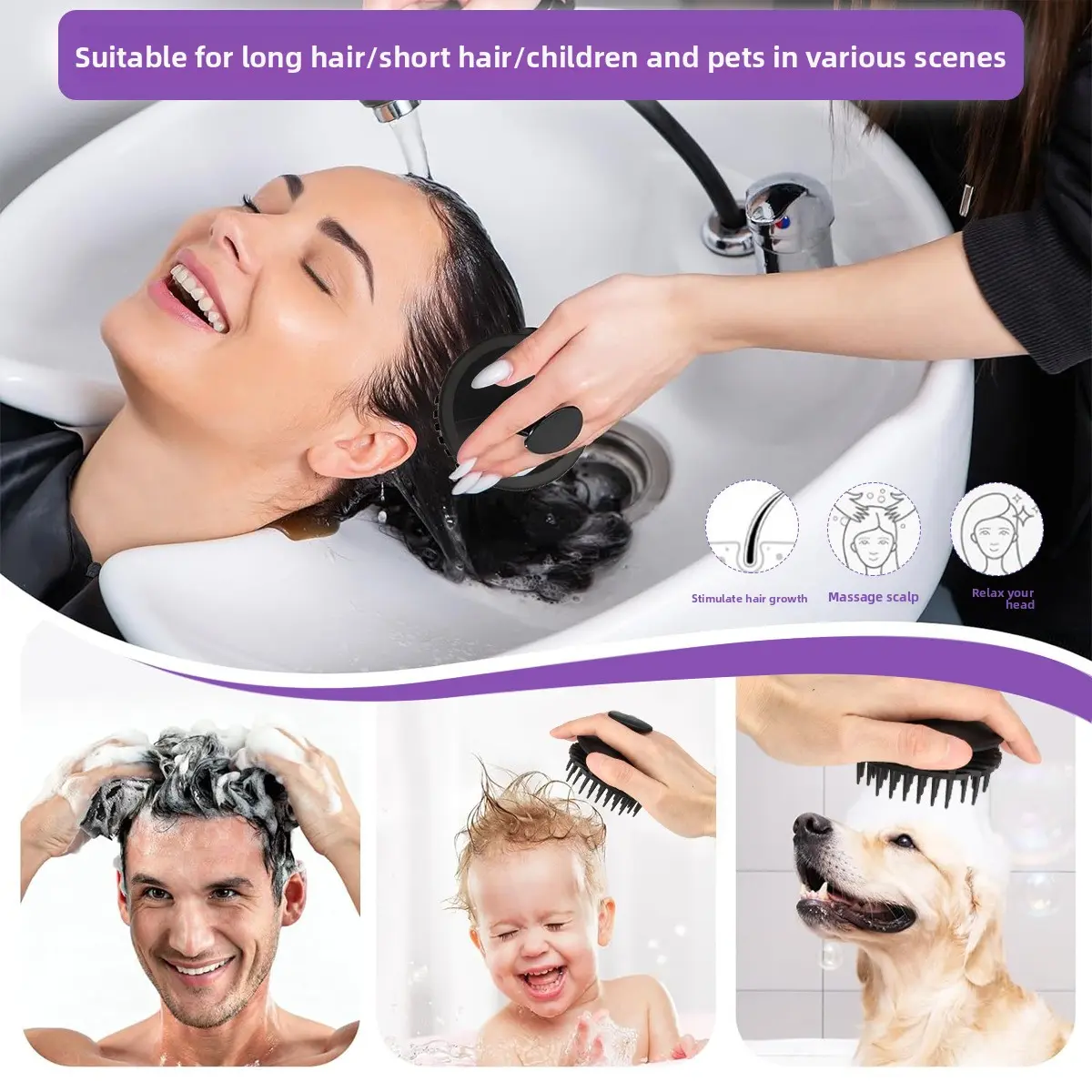New Silicone Hair Scalp Massager Set Exclusive Scalp SPA Shampoo Massage Brush Comfortable Massage Eco-friendly Shampoo Brush