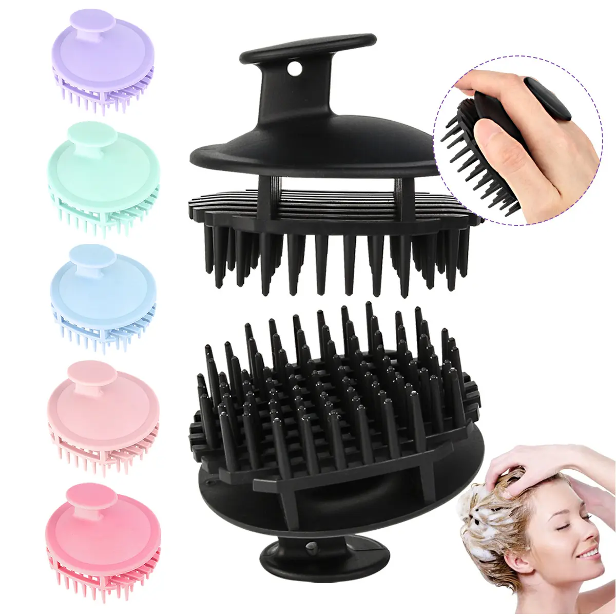 New Silicone Hair Scalp Massager Set Exclusive Scalp SPA Shampoo Massage Brush Comfortable Massage Eco-friendly Shampoo Brush