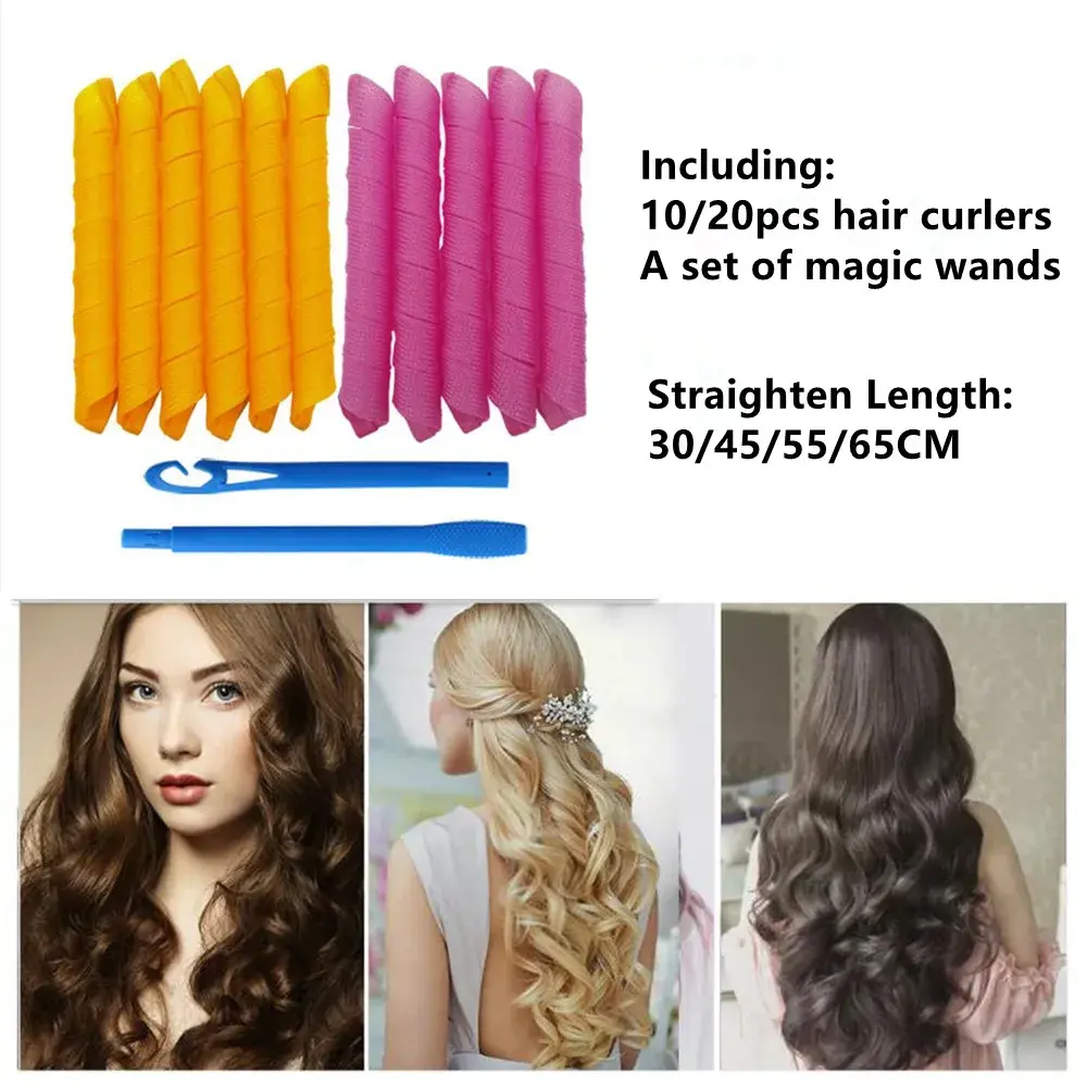 10pcs Heatless Hair Curler No Heat Hair Rollers Sleeping Soft Spiral Lazy Perm Curling Rod Wave Formers Hair Styling Tools