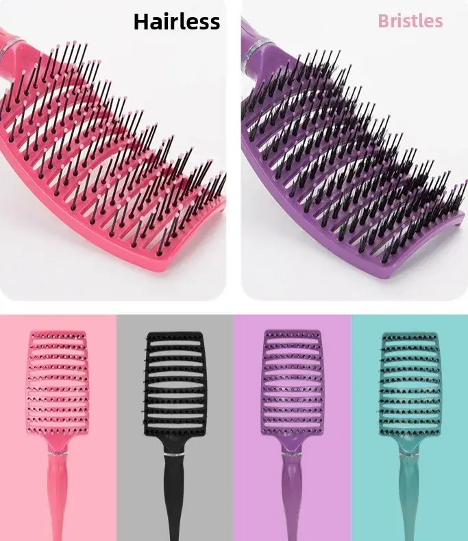 New Multicolor Hollow Curved Hair Comb - Volumizing Styling Comb for Women, Detangling & Scalp Massage Brush