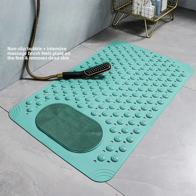 New Light Blue PVC Non Slip Bathroom Mat Rectangular Safety Shower Rug 08cm Thick 2600g/m2 Dots Pattern for Bathroom Floor Decor