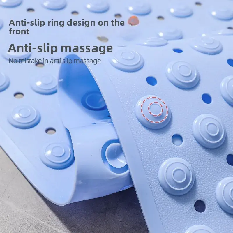 New Light Blue PVC Non Slip Bathroom Mat Rectangular Safety Shower Rug 08cm Thick 2600g/m2 Dots Pattern for Bathroom Floor Decor