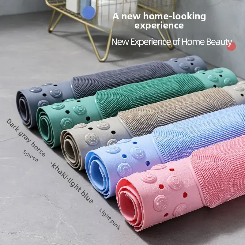 New Light Blue PVC Non Slip Bathroom Mat Rectangular Safety Shower Rug 08cm Thick 2600g/m2 Dots Pattern for Bathroom Floor Decor