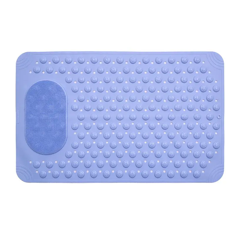 New Light Blue PVC Non Slip Bathroom Mat Rectangular Safety Shower Rug 08cm Thick 2600g/m2 Dots Pattern for Bathroom Floor Decor