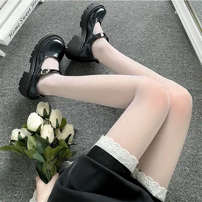 New Women Sexy Tights Summer Black White Stockings High Waist Lolita Pantyhose Thigh High Anime Cosplay Costumes Accessories
