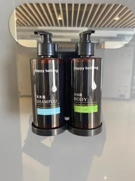 New No Drill Wall - Mounted Shampoo & Shower Gel Dispenser Set Hand Sanitizer Box Chamber Design for Bathroom Organization