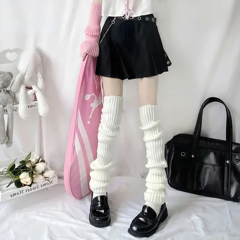 New 50/70cm Over Knee Japanese JK Uniform Leg Warmers Korean Lolita Girls' Ins Long Socks Girls Pile Up Socks Foot Warming Cover