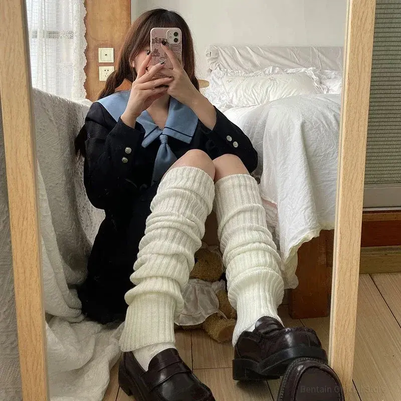New 50/70cm Over Knee Japanese JK Uniform Leg Warmers Korean Lolita Girls' Ins Long Socks Girls Pile Up Socks Foot Warming Cover