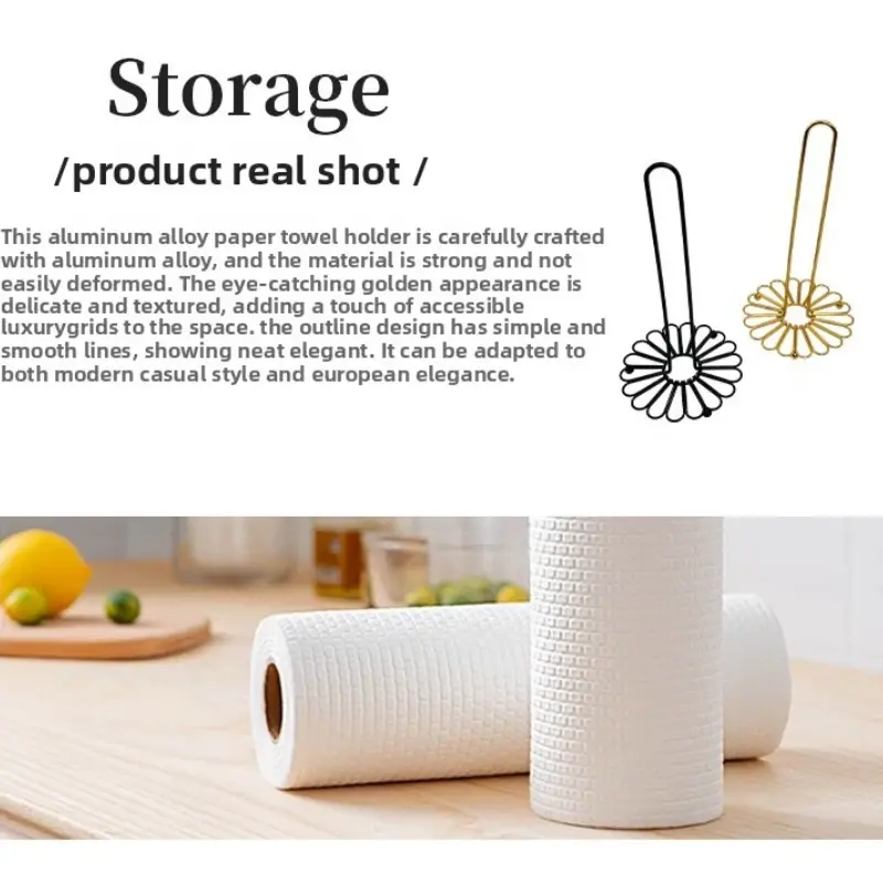 New Metal Round Lace Paper Towel Holder - Decorative Tissue Rack for Kitchen & Dining Table Black & Gold Options