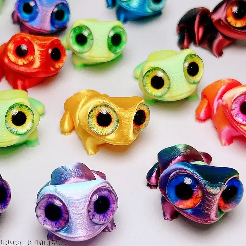 New 3D Printed Kawaii Frog  Multi-Joint Movable Doll Big Eyes Design Children Gift for Living Room Home Decor Cute Collectible