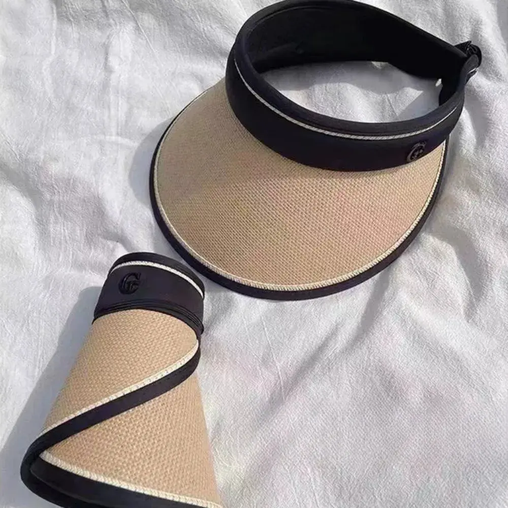 Foldable Beach Travel Cycling Straw Sun Hat Wide Brim for Women Outdoor UV Protection Boho Packable Summer Hat  Cycling Cap