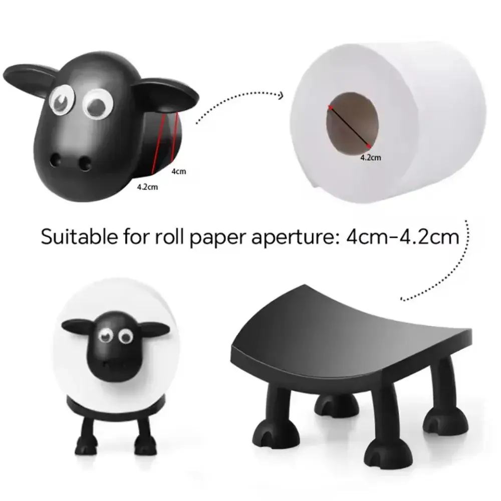 2025 Summer Resin Sheep Toilet Paper Holder Stackable Animal Tissue Organizer Creative Bathroom Decor for Farmhouse Modern Homes