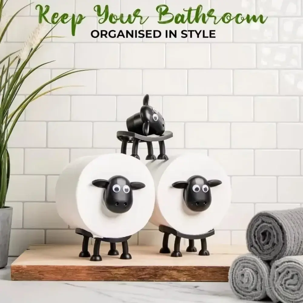 2025 Summer Resin Sheep Toilet Paper Holder Stackable Animal Tissue Organizer Creative Bathroom Decor for Farmhouse Modern Homes