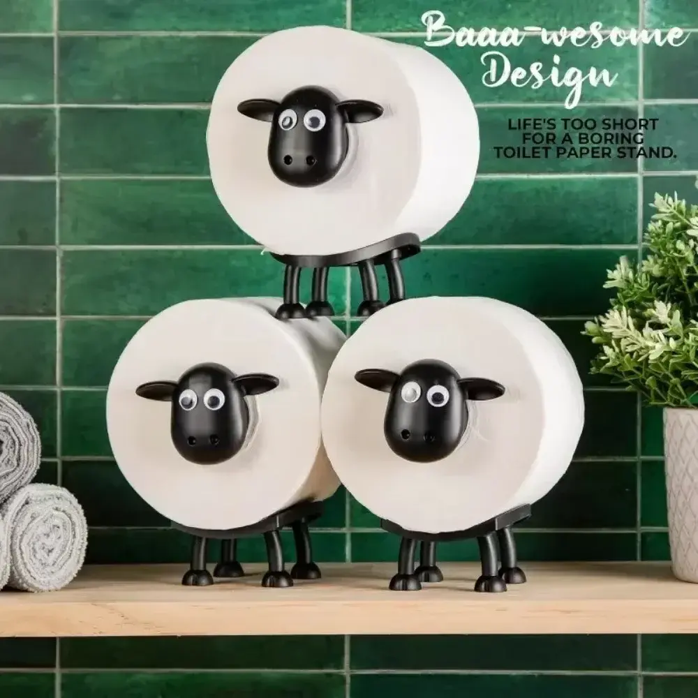 2025 Summer Resin Sheep Toilet Paper Holder Stackable Animal Tissue Organizer Creative Bathroom Decor for Farmhouse Modern Homes