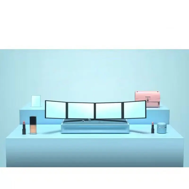 New Four fold mirror can be folded in any way. Four fold bathroom mirror DIY toiletries portable multi angle folding mirror