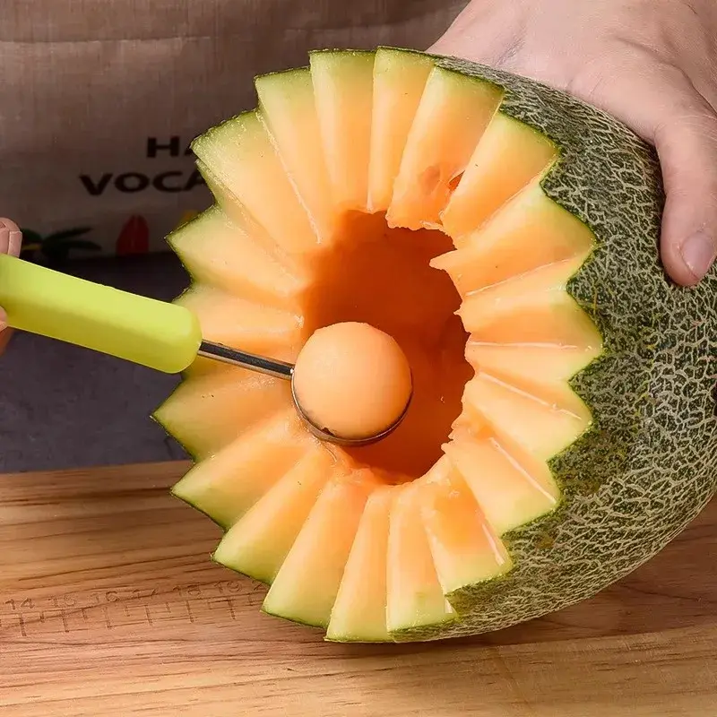 New 3-in-1 Fruit Ball Digger Core Picking Device Watermelon Ball Digging Spoon Fruit Meat Picking Tool Carving Knife