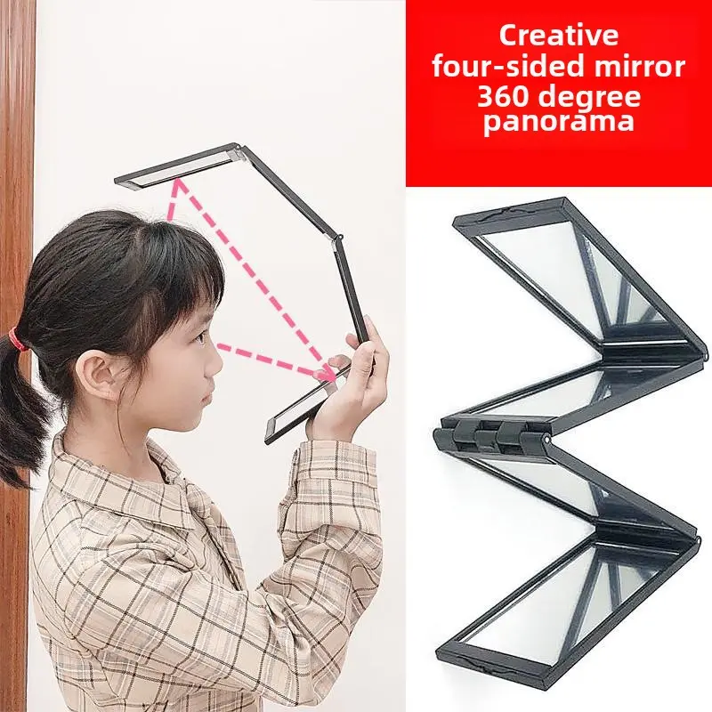 New Four fold mirror can be folded in any way. Four fold bathroom mirror DIY toiletries portable multi angle folding mirror