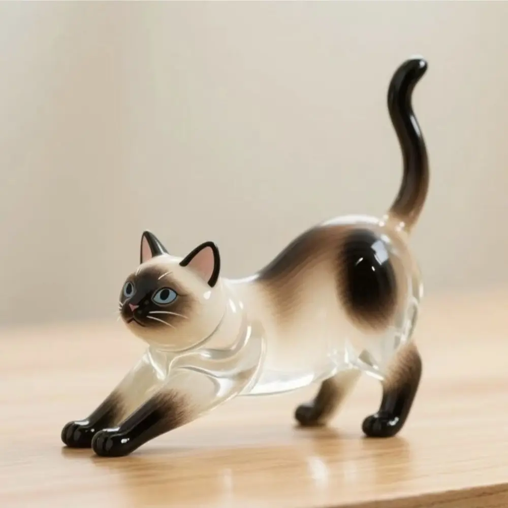 New Transparent Cat Hair Storage Box Siamese Cat Plush Toy Cat Hair Storage Souvenir Keychain Decorative Pendant