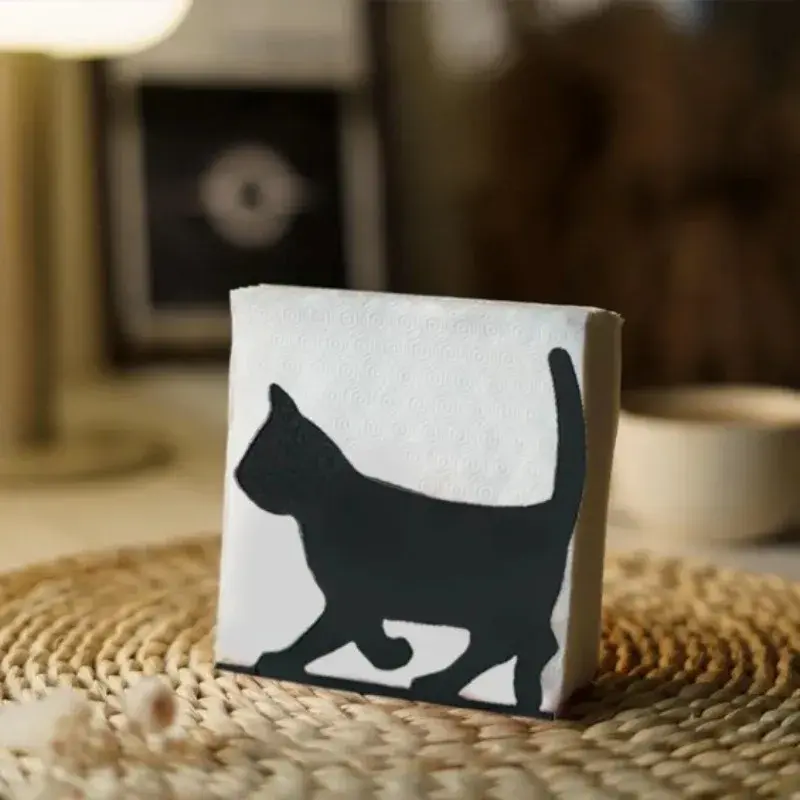 2025 New Vintage Black Cat Silhouette Metal Napkin Holder - Rustic Kitchen Dining Table Tissue Rack Desktop Decor