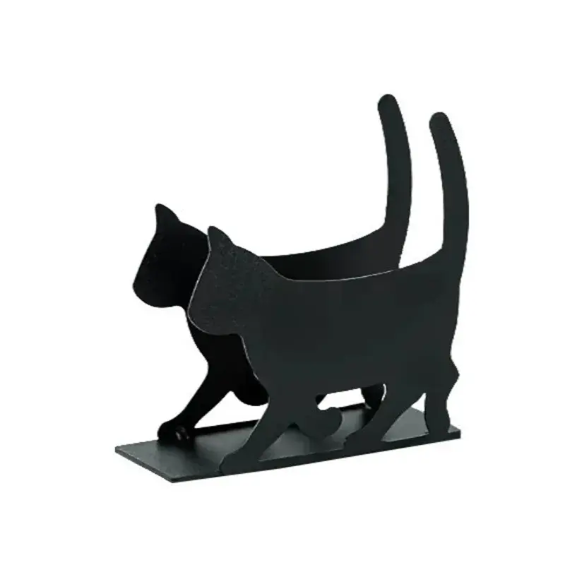 2025 New Vintage Black Cat Silhouette Metal Napkin Holder - Rustic Kitchen Dining Table Tissue Rack Desktop Decor