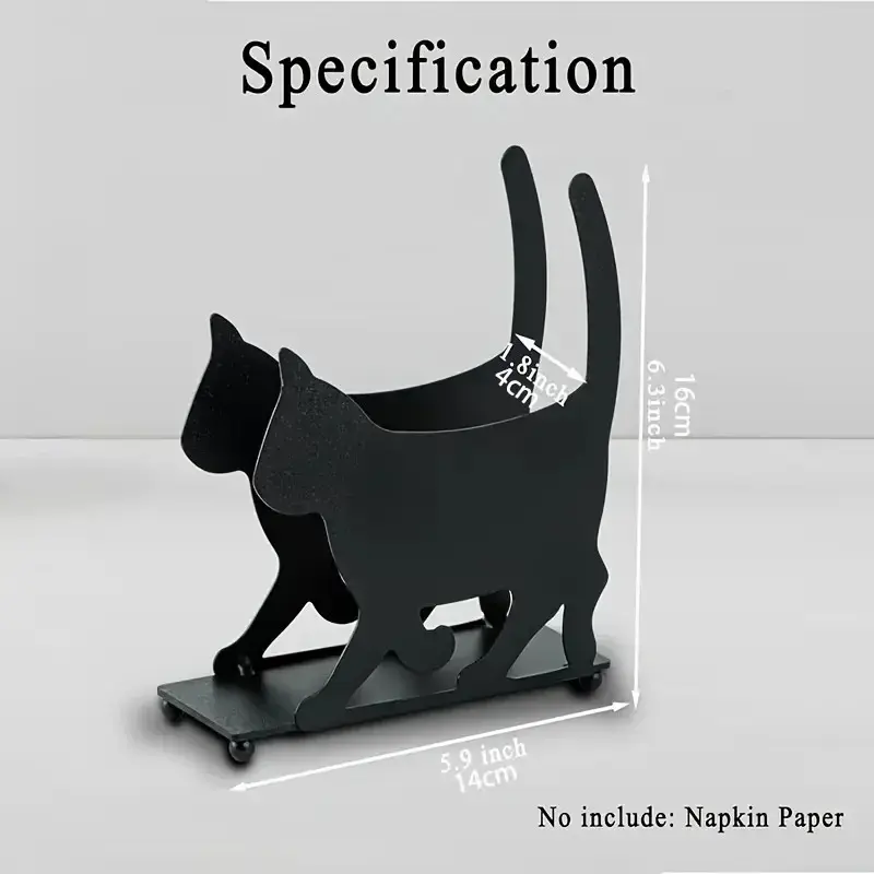 2025 New Vintage Black Cat Silhouette Metal Napkin Holder - Rustic Kitchen Dining Table Tissue Rack Desktop Decor